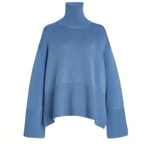 Toteme Oversized Wool-Cotton Turtleneck Sweater - Blue / M